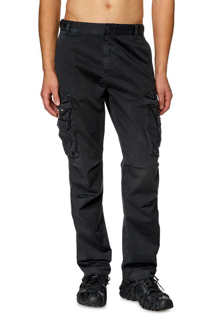 DIESEL Faded cargo pants in stretch cotton Black 