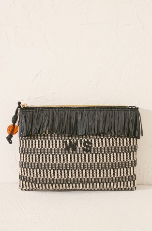 Faux-raffia vanity case