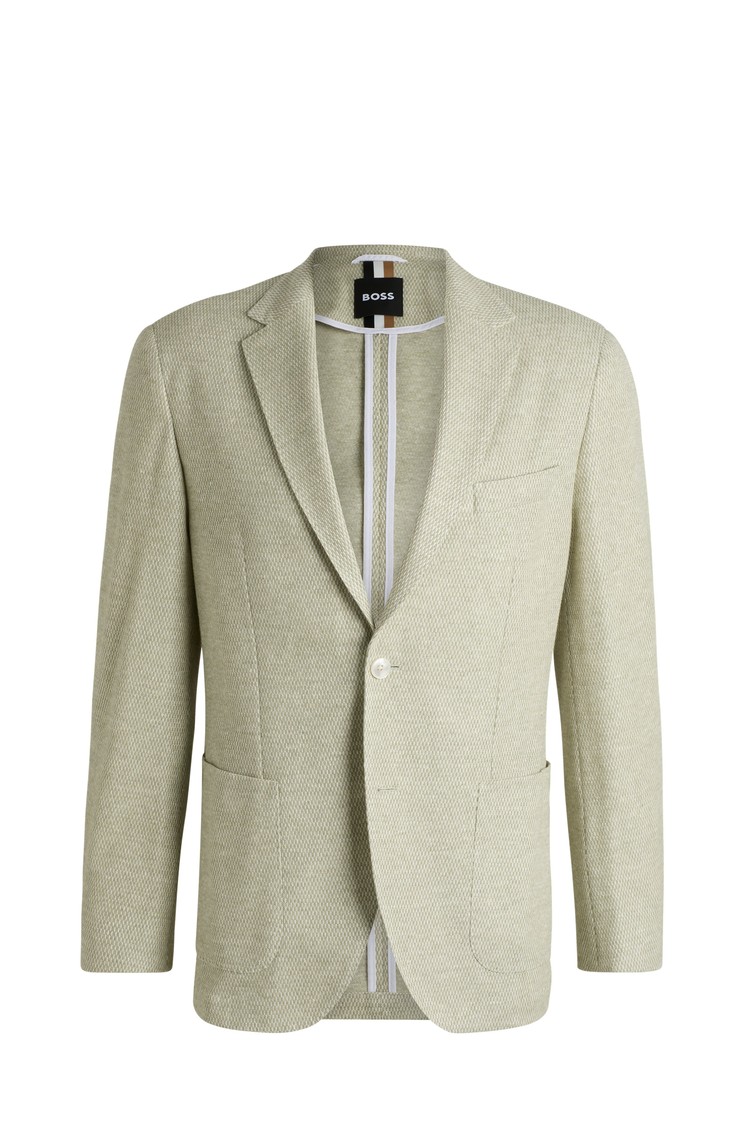 HUGO BOSS Regular fit suknjič iz lana in bombaža Zelena - Green 