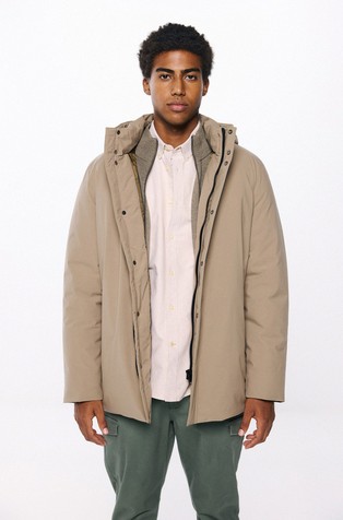 Padded water-resistant parka with detachable hood