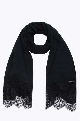BLUGIRL Modal-silk scarf with lace Black 1