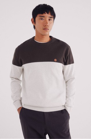 Pleten bombažen pulover z barvnimi bloki