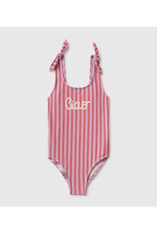 Striped one-piece swimsuit with lurex
