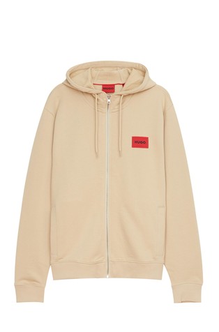 Zip-through sweatshirt in terry cotton with logo patch