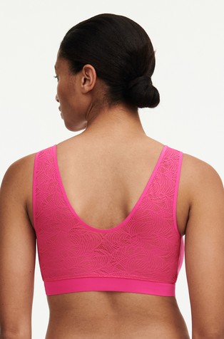 CHANTELLE SoftStretch Padded Top with Lace Bright Pink 2