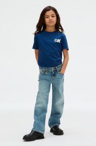 CALVIN KLEIN Regular cotton logo T-shirt Blue 3