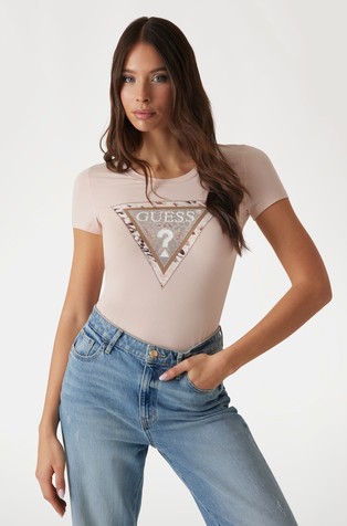 Animal print triangle logo t-shirt