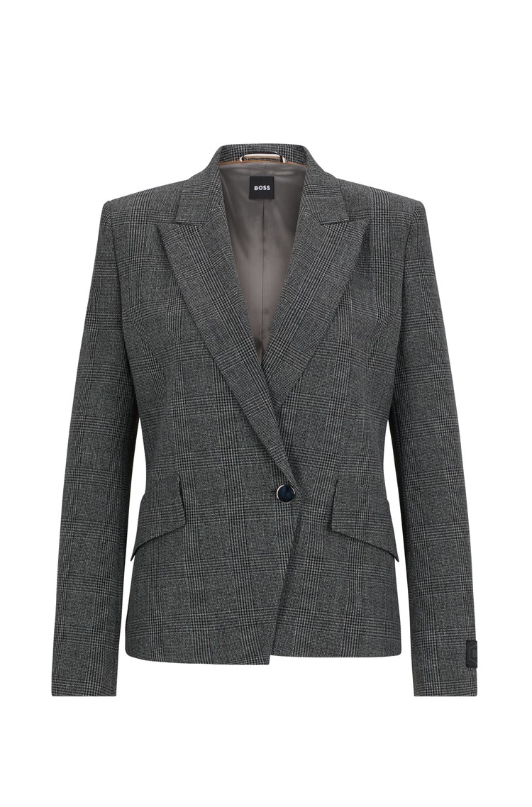 HUGO BOSS Regular fit suknjič s karirastim vzorcem Siva - Gray 