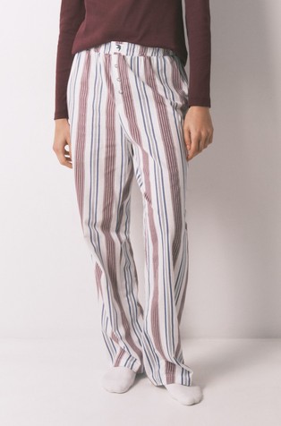 Črtast bombažen spodnji del pižame
