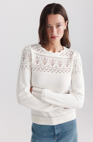 Pointelle knit cotton jumper