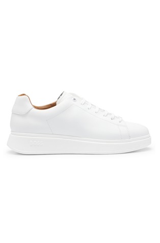 Leather trainers with rubber outsole