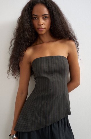 TSTASCHA asymmetric striped bandeau top