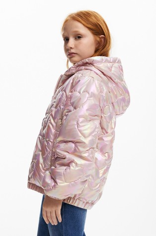 DESIGUAL Metallic quilted jacket Pink 2
