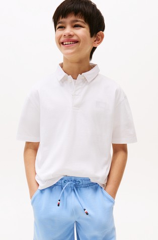 Short-sleeved polo shirt with embroidery
