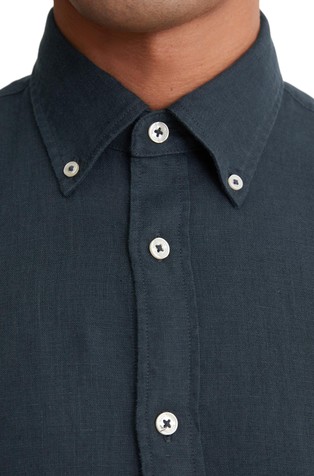 MARC O'POLO Shirt shaped made from pure linen Dark Blue 3