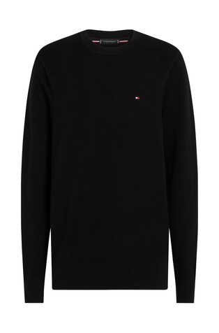 TOMMY HILFIGER Teksturirano pleten pulover Črna - Black 5