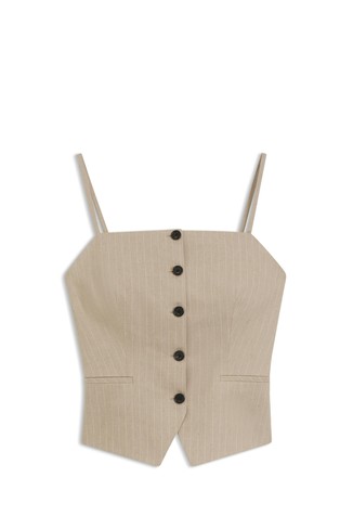Waistcoat-style slim-fit top with pinstripe