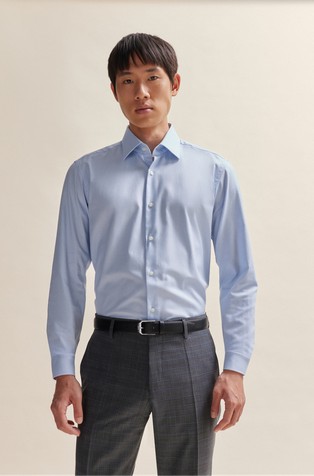 Regular-fit shirt in easy-iron Oxford stretch cotton