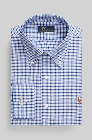 RALPH LAUREN Custom fit karirasta Oxford srajca Modra - Blue Multi 5