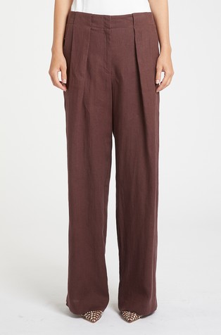 Washed linen trousers with pleats