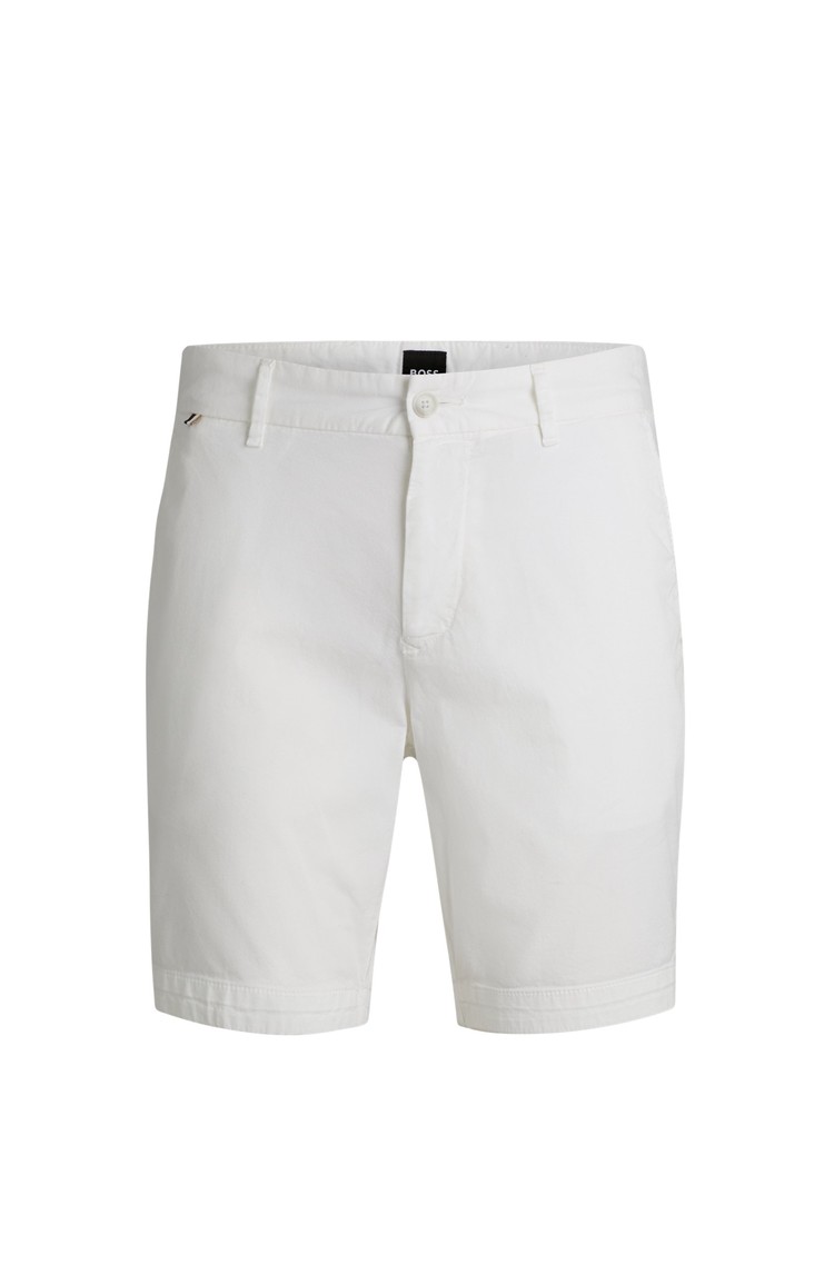 HUGO BOSS Slim-fit shorts in stretch-cotton twill White 