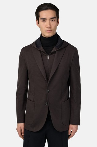 Suknjič iz volnene mešanice z odstranljivim vstavkom s kapuco