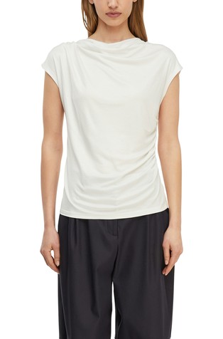 Viskozna majica brez rokavov z drapiranim ovratnikom