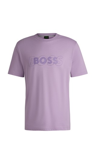 Cotton-jersey T-shirt with double logo artwork