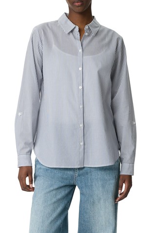Striped shirt blouse made of cotton and lyocell mix