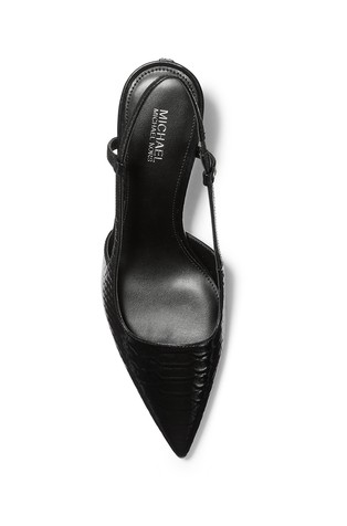 MICHAEL KORS Alora Textured-Leather Slingback Pump Black 4