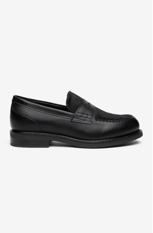 Usnjeni loafer čevlji z vstavkom iz umetne dlake