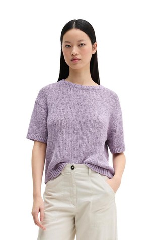 Loose short sleeve sweater in cotton-blend