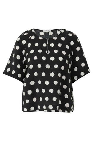 S.OLIVER Cropped blouse made from a textured viscose blend Black 4