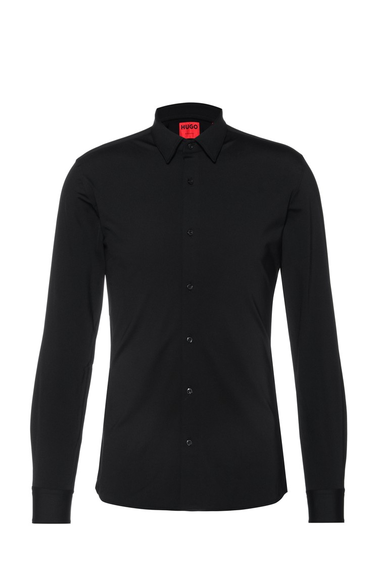 HUGO BOSS Extra-slim-fit shirt in performance-stretch jersey Black 