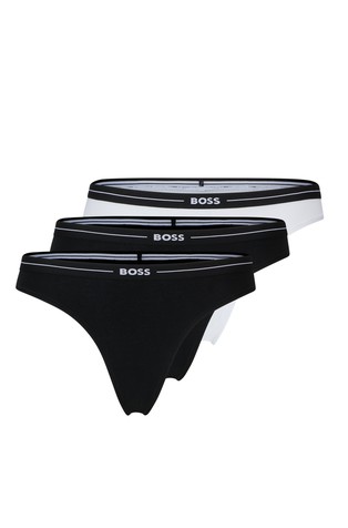 Three-pack of stretch-cotton thongs with logo waistbands
