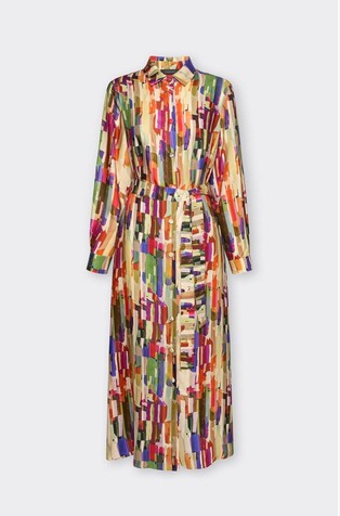 Patterned viscose shirt dress