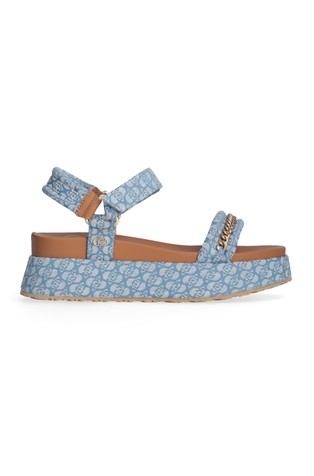 Monogram platform denim sandals