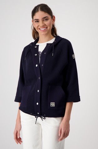 Cardigan with hood and neoprene details