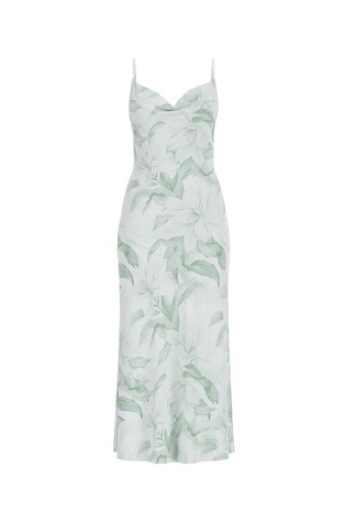 Dolga satenasta obleka z naramnicami