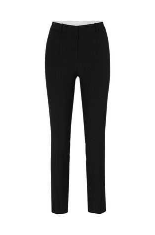 HUGO BOSS Cropped regular fit hlače iz trajnostne volne Črna - Black 6