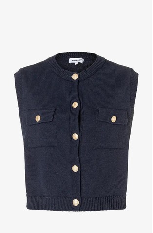 Pleten brezrokavnik z dekorativnimi gumbi