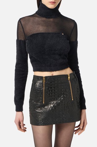 Cropped puli iz kombinacije tkanin