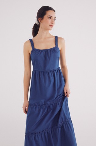 SPRINGFIELD Cotton dress with straps Blue 4