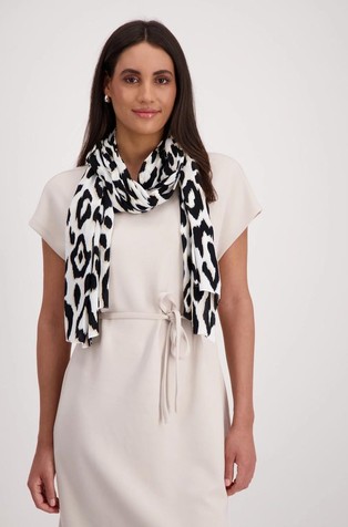 MONARI Viscose scarf with leopard pattern White/Black 2