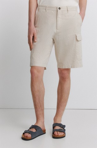 Cotton blend cargo comfort fit Bermuda shorts