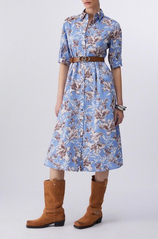 Midi srajčna obleka iz poplina