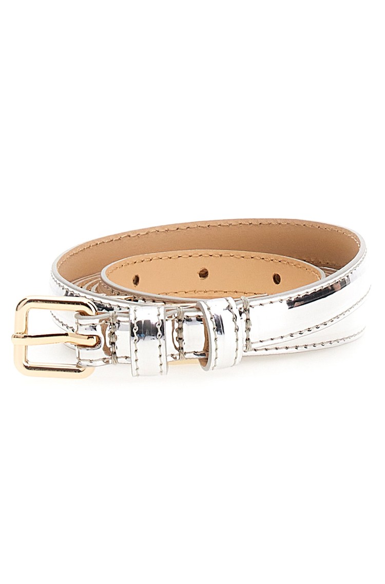 GUESS Thin metallic belt with metall logo details Silver 