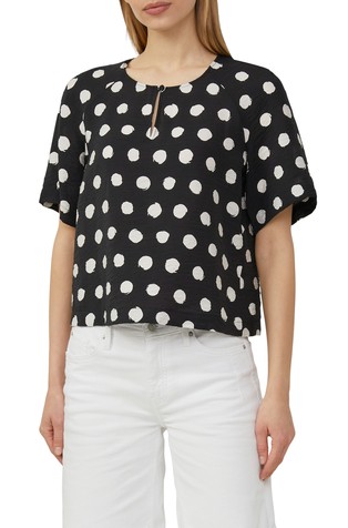 Cropped blouse made from a textured viscose blend