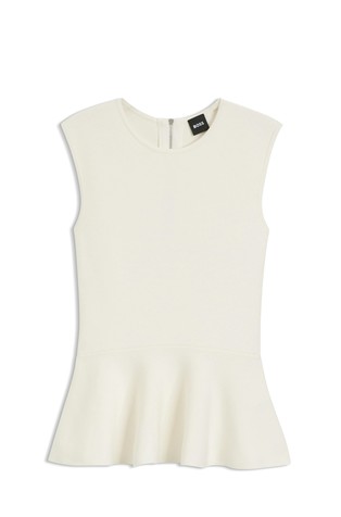 Sleeveless top with peplum hem