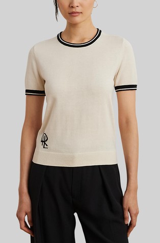 Short-sleeve Sweater with Contrast Trims